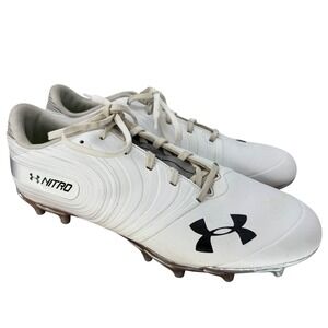 Under‎ Armour Nitro Low MC Football Cleats White Silver Mens Size 12.5 Athletic